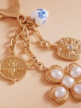 Bag Charm Multi shaped metal charm pearl